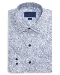 Бело-темно-синяя классическая рубашка с "огурцами"