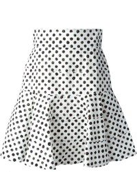 Бело-темно-синяя короткая юбка-солнце в горошек от Dolce & Gabbana