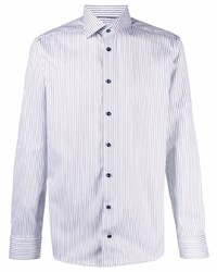 Мужская бело-темно-синяя рубашка с длинным рукавом в вертикальную полоску от Eton