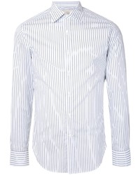 Мужская бело-темно-синяя рубашка с длинным рукавом в вертикальную полоску от Kent & Curwen