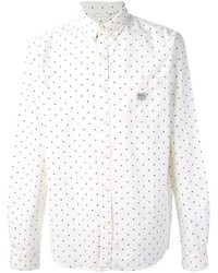 Мужская бело-темно-синяя рубашка с длинным рукавом в горошек от Denim & Supply Ralph Lauren