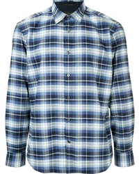 Мужская бело-темно-синяя рубашка с длинным рукавом в шотландскую клетку от D'urban