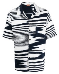 Мужская бело-темно-синяя рубашка с коротким рукавом с принтом от Missoni