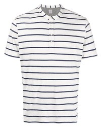 Мужская бело-темно-синяя футболка на пуговицах в горизонтальную полоску от Eleventy
