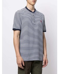 Мужская бело-темно-синяя футболка на пуговицах в горизонтальную полоску от Polo Ralph Lauren