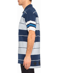 Мужская бело-темно-синяя футболка-поло в горизонтальную полоску от Givenchy
