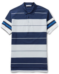 Мужская бело-темно-синяя футболка-поло в горизонтальную полоску от Givenchy