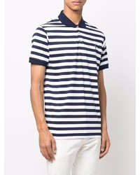 Мужская бело-темно-синяя футболка-поло в горизонтальную полоску от Polo Ralph Lauren