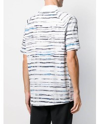 Мужская бело-темно-синяя футболка-поло в горизонтальную полоску от Lacoste