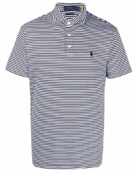 Мужская бело-темно-синяя футболка-поло в горизонтальную полоску от Polo Ralph Lauren