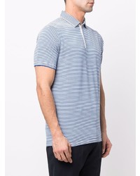 Мужская бело-темно-синяя футболка-поло в горизонтальную полоску от Aspesi
