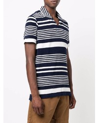 Мужская бело-темно-синяя футболка-поло в горизонтальную полоску от Orlebar Brown