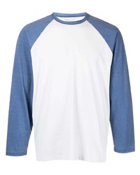 Мужская бело-темно-синяя футболка с длинным рукавом от John Elliott