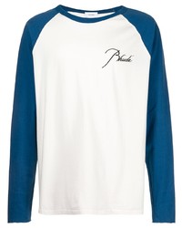 Мужская бело-темно-синяя футболка с длинным рукавом от Rhude