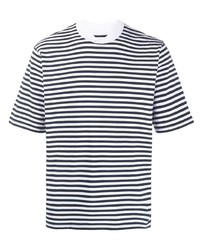 Мужская бело-темно-синяя футболка с круглым вырезом в горизонтальную полоску от Barbour