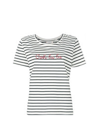 Женская бело-темно-синяя футболка с круглым вырезом в горизонтальную полоску от Chinti & Parker