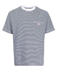 Мужская бело-темно-синяя футболка с круглым вырезом в горизонтальную полоску от Danton
