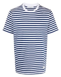 Мужская бело-темно-синяя футболка с круглым вырезом в горизонтальную полоску от Department 5