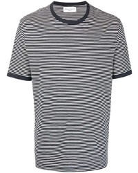Мужская бело-темно-синяя футболка с круглым вырезом в горизонтальную полоску от Officine Generale