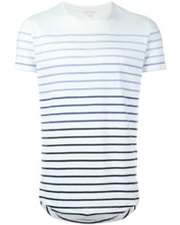 Мужская бело-темно-синяя футболка с круглым вырезом в горизонтальную полоску от Orlebar Brown