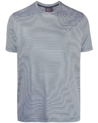 Мужская бело-темно-синяя футболка с круглым вырезом в горизонтальную полоску от Paul & Shark