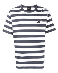 Мужская бело-темно-синяя футболка с круглым вырезом в горизонтальную полоску от SPORT b. by agnès b.