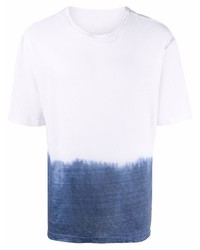 Мужская бело-темно-синяя футболка с круглым вырезом с принтом тай-дай от 120% Lino