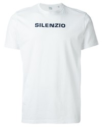 Мужская бело-темно-синяя футболка с круглым вырезом с принтом от Aspesi