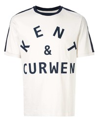 Мужская бело-темно-синяя футболка с круглым вырезом с принтом от Kent & Curwen