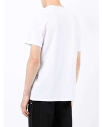 Мужская бело-темно-синяя футболка с круглым вырезом с принтом от Armani Exchange