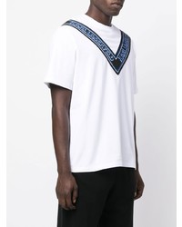 Мужская бело-темно-синяя футболка с круглым вырезом с принтом от Karl Lagerfeld