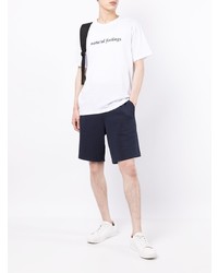 Мужская бело-темно-синяя футболка с круглым вырезом с принтом от Armani Exchange