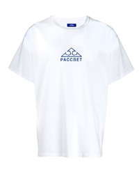 Мужская бело-темно-синяя футболка с круглым вырезом с принтом от PACCBET