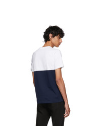 Мужская бело-темно-синяя футболка с круглым вырезом с принтом от Kenzo