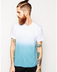 Мужская бело-темно-синяя футболка с круглым вырезом от American Apparel