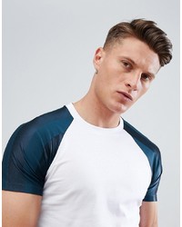Мужская бело-темно-синяя футболка с круглым вырезом от ASOS DESIGN
