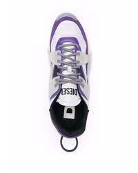 Мужские бело-фиолетовые кроссовки от Diesel