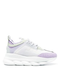 Мужские бело-фиолетовые кроссовки от Versace