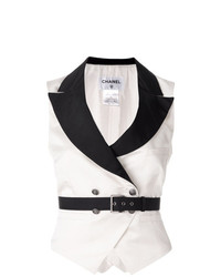 Женская бело-черная безрукавка от Chanel Vintage