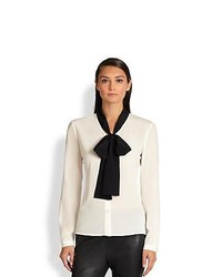 Бело-черная блуза на пуговицах