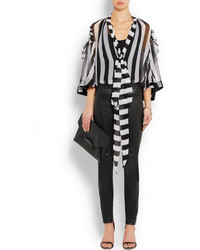 Бело-черная блуза на пуговицах в вертикальную полоску от Givenchy