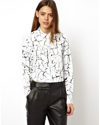 Бело-черная блуза на пуговицах с принтом от Asos