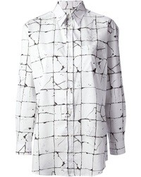 Бело-черная блуза на пуговицах с принтом от Jean Paul Gaultier
