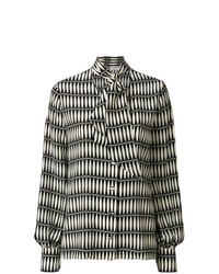 Бело-черная блуза на пуговицах с принтом от Lanvin