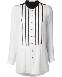 Бело-черная блуза на пуговицах от Etro
