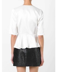 Бело-черная блуза с коротким рукавом от Saint Laurent
