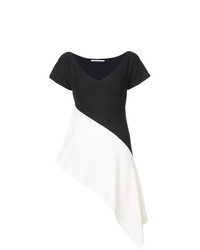 Бело-черная блуза с коротким рукавом от Rosetta Getty