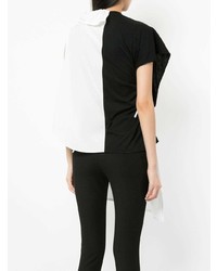 Бело-черная блуза с коротким рукавом от Yohji Yamamoto Vintage