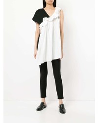 Бело-черная блуза с коротким рукавом от Yohji Yamamoto Vintage