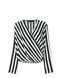 Бело-черная блузка с длинным рукавом в вертикальную полоску от Federica Tosi